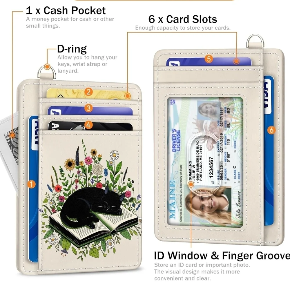 Chic Floral Cat Card Holder